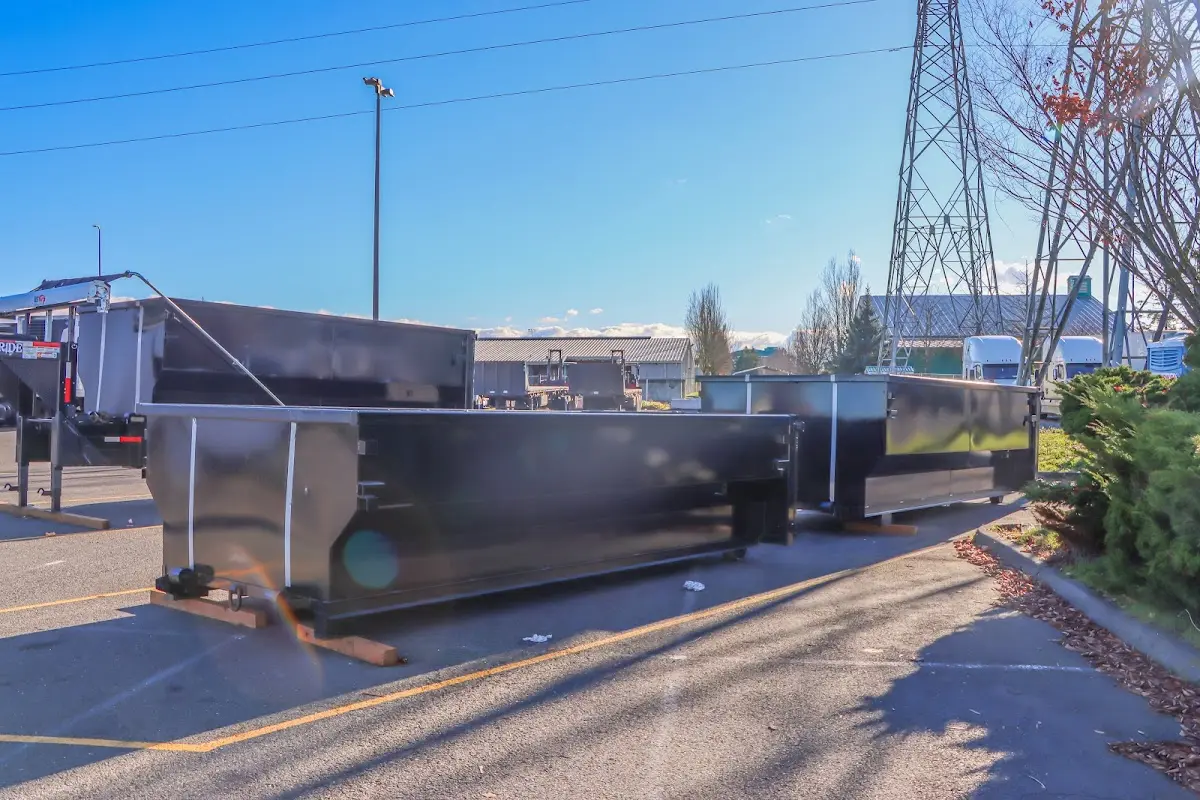 Roll-off dumpster ready for waste disposal at job site for 15 Yard Dumpster Rental in Cascade
